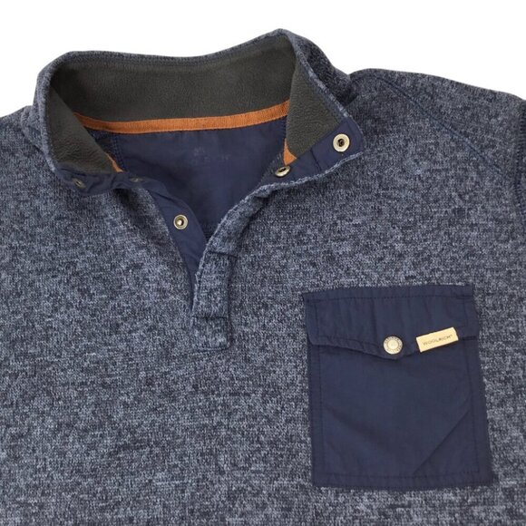 Woolrich 1/4 Snap Sweater Blue Men's Large Pullover Fleece Line Knit Pocket Mock - Picture 8 of 9